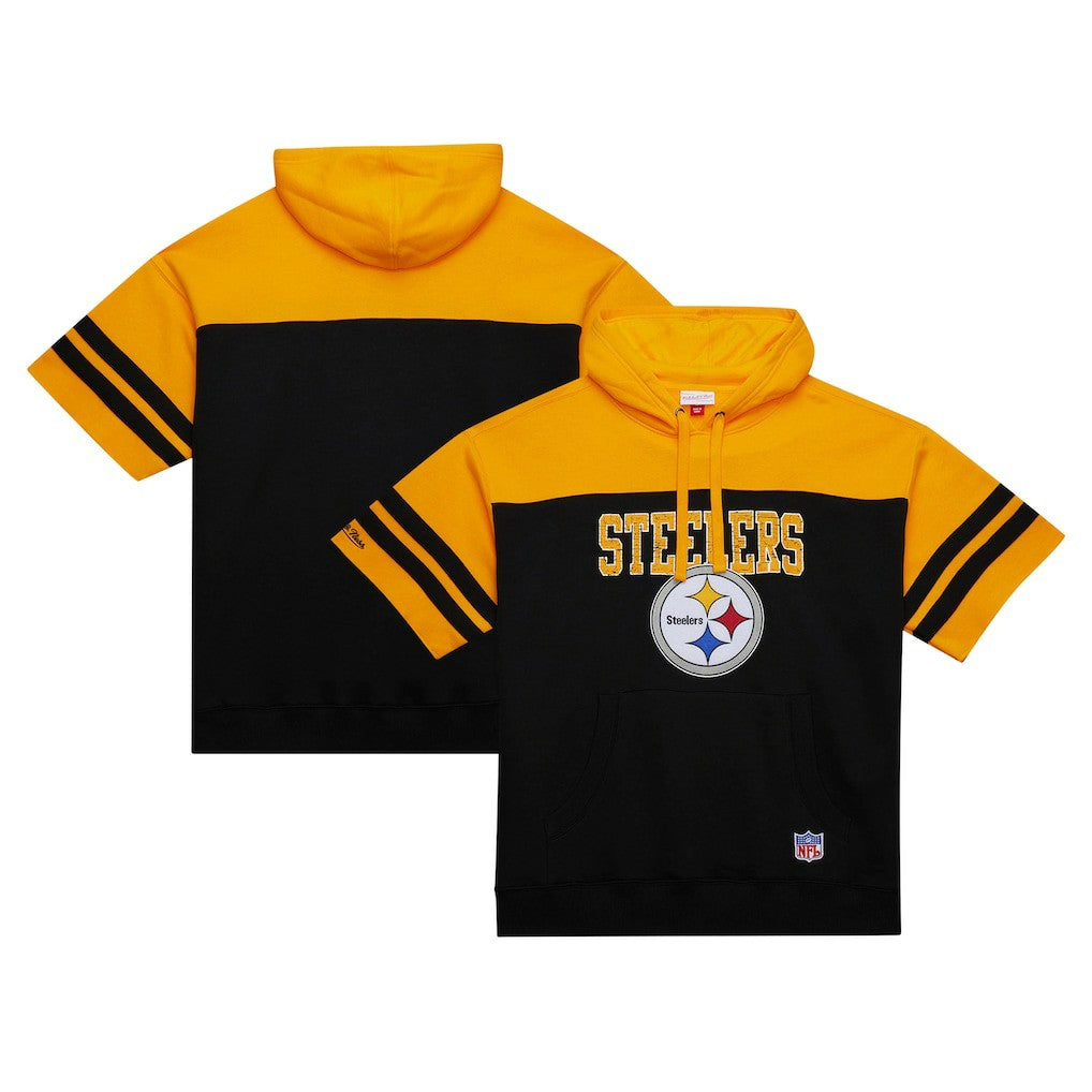 Off Field Vintage Logo Short Sleeve Pullover Hoodie - Pittsburgh Steelers