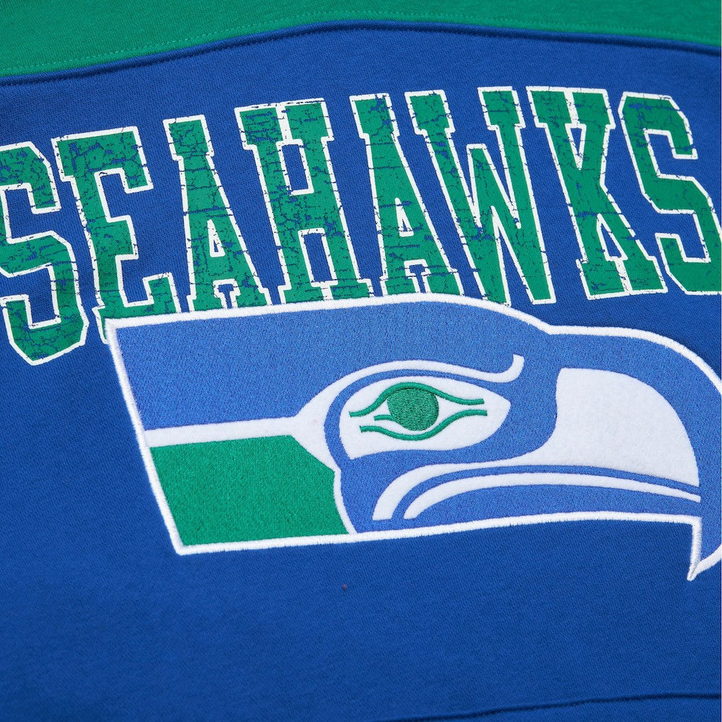 Off Field Vintage Logo Short Sleeve Pullover Hoodie - Seattle Seahawks