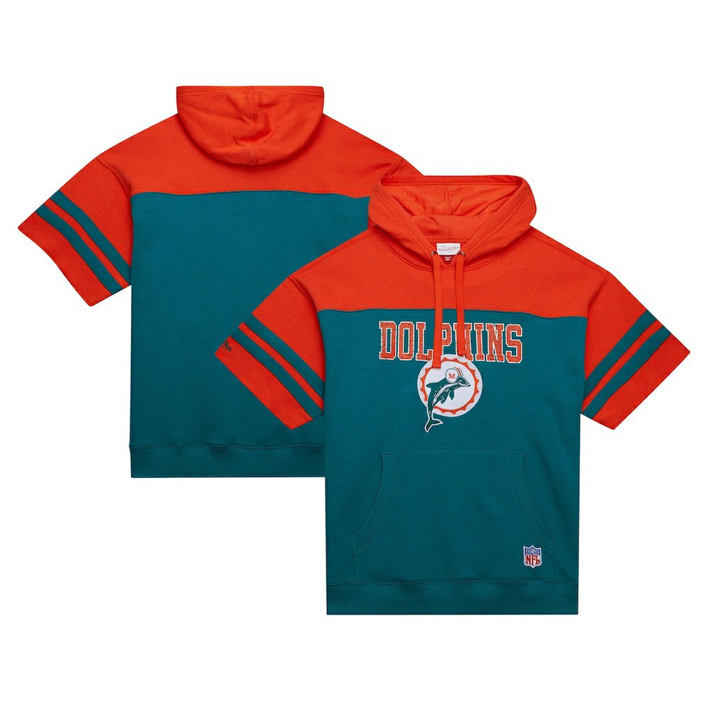 Off Field Vintage Logo Short Sleeve Pullover Hoodie - Miami Dolphins