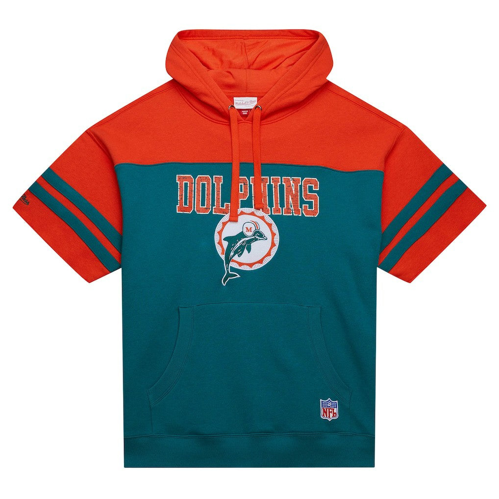 Off Field Vintage Logo Short Sleeve Pullover Hoodie - Miami Dolphins