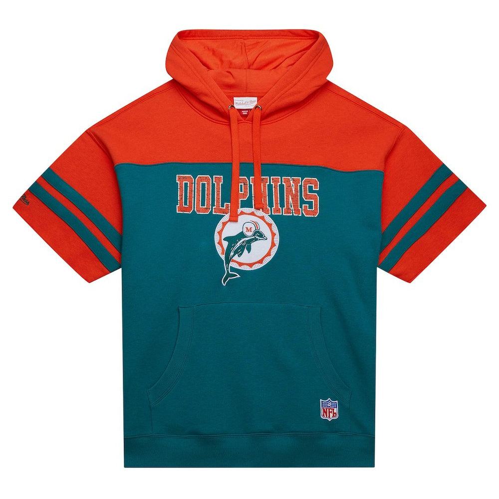 Off Field Vintage Logo Short Sleeve Pullover Hoodie - Miami Dolphins
