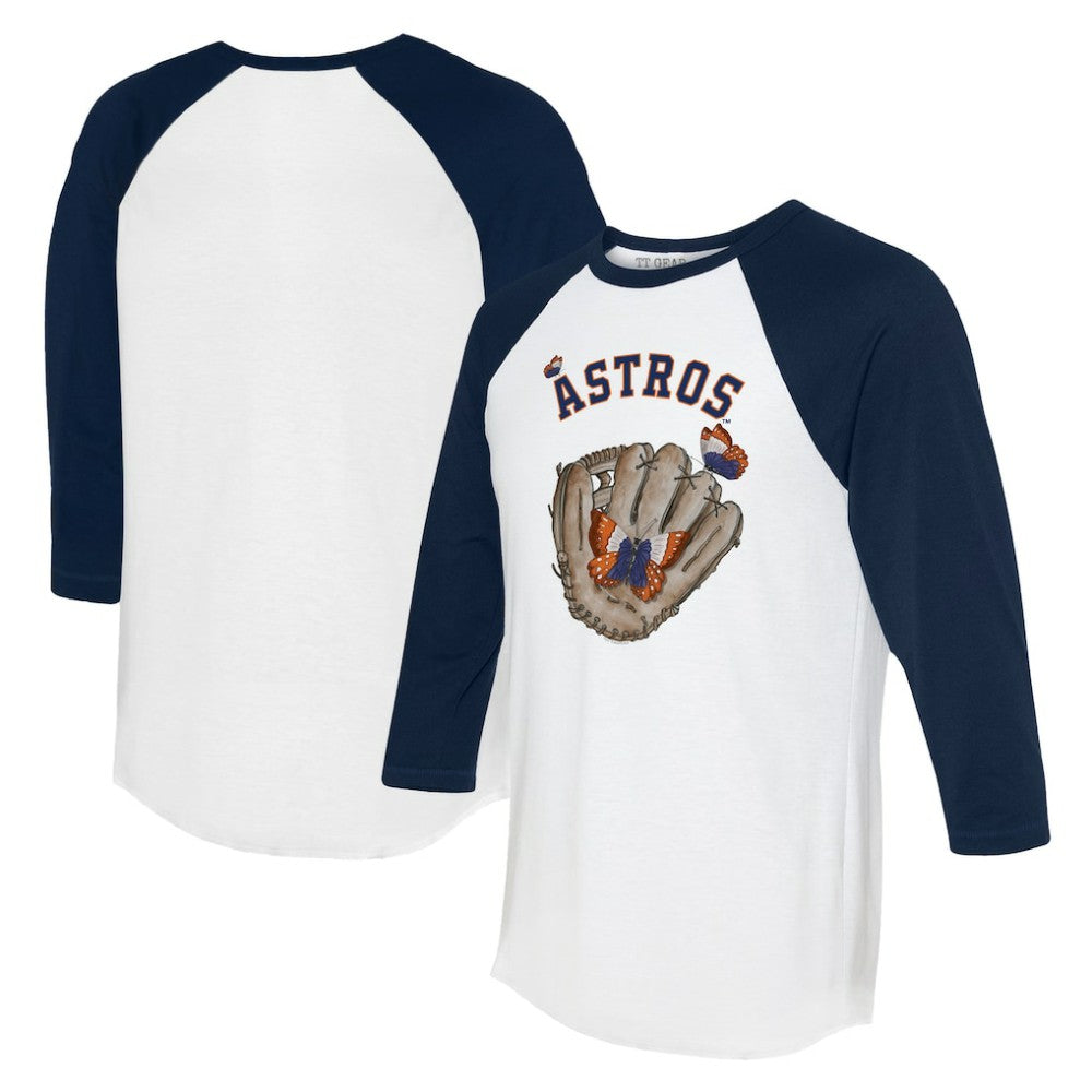 MLB Houston Astros Tiny Turnip Unisex Butterfly Glove 3/4-Sleeve Raglan T-Shirt