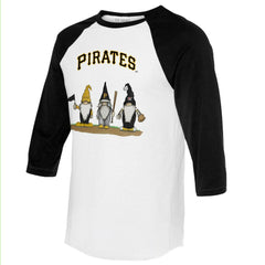 MLB Pittsburgh Pirates Tiny Turnip Unisex Gnomes 3/4-Sleeve Raglan T-Shirt