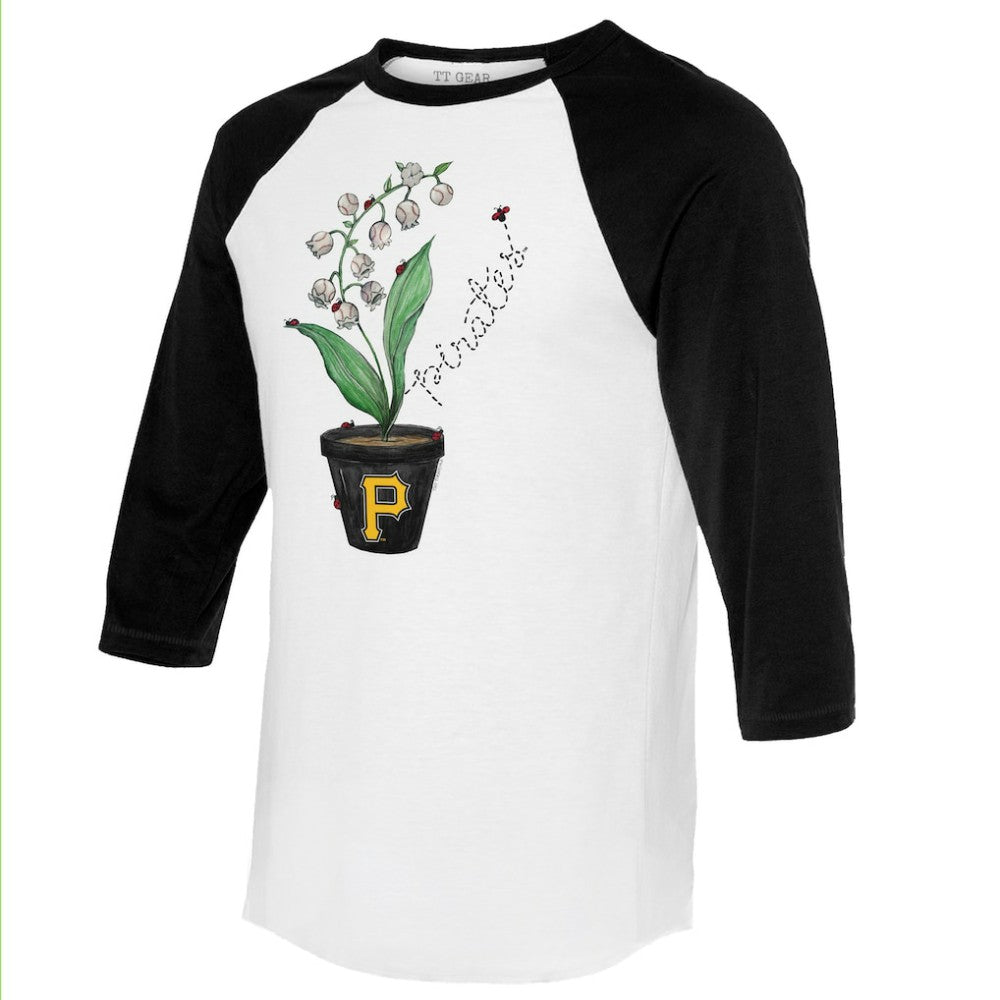 MLB Pittsburgh Pirates Tiny Turnip Unisex Lilies and Ladybugs 3/4-Sleeve Raglan T-Shirt