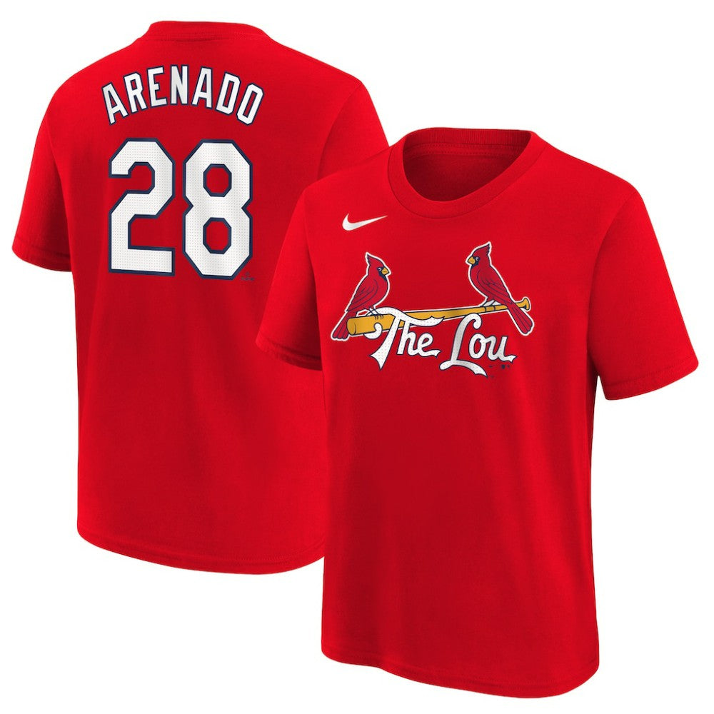 MLB Nolan Arenado St. Louis Cardinals Nike Youth 2024 City Connect Name & Number T-Shirt