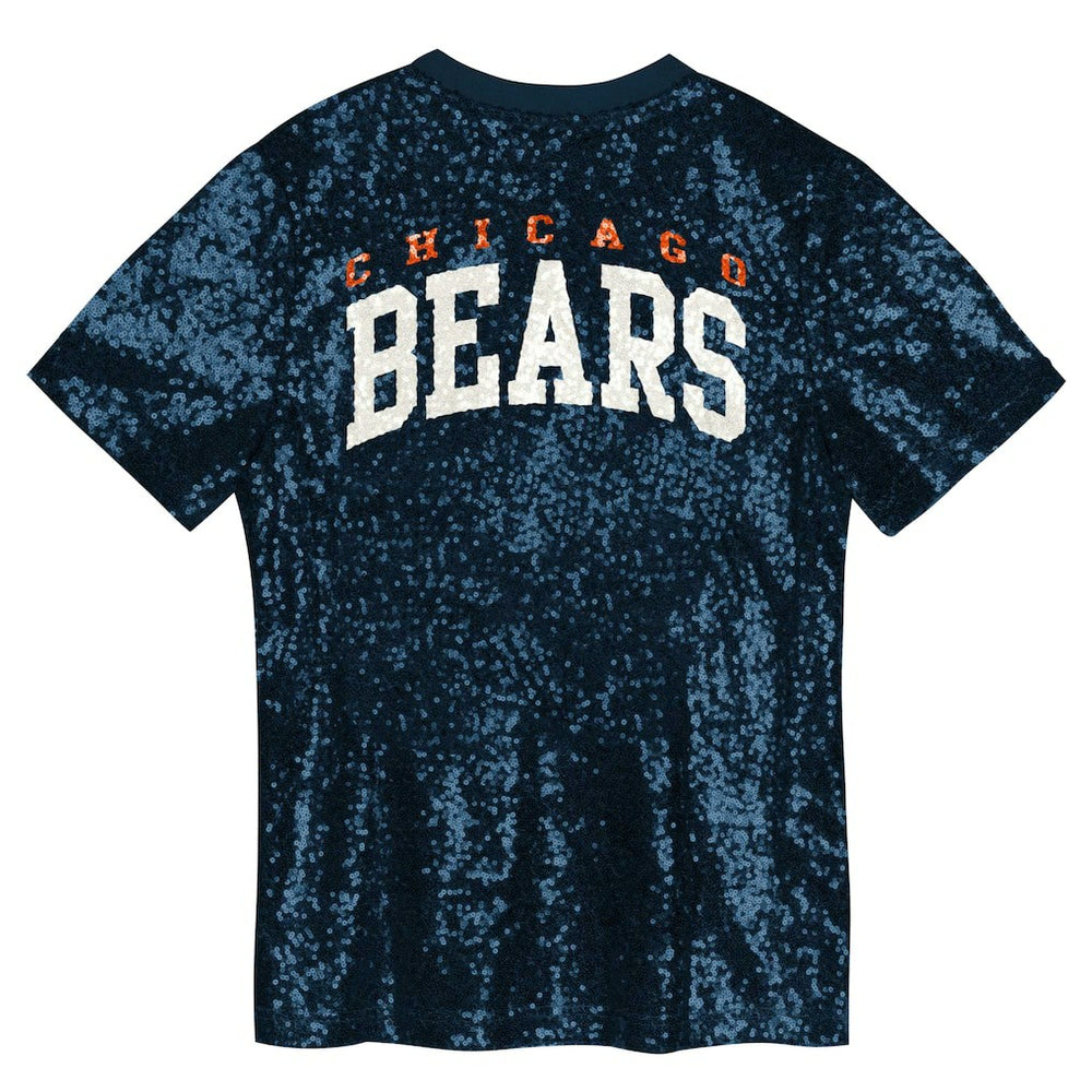 Girls Youth Wordmark Sequin V-Neck Top - Chicago Bears