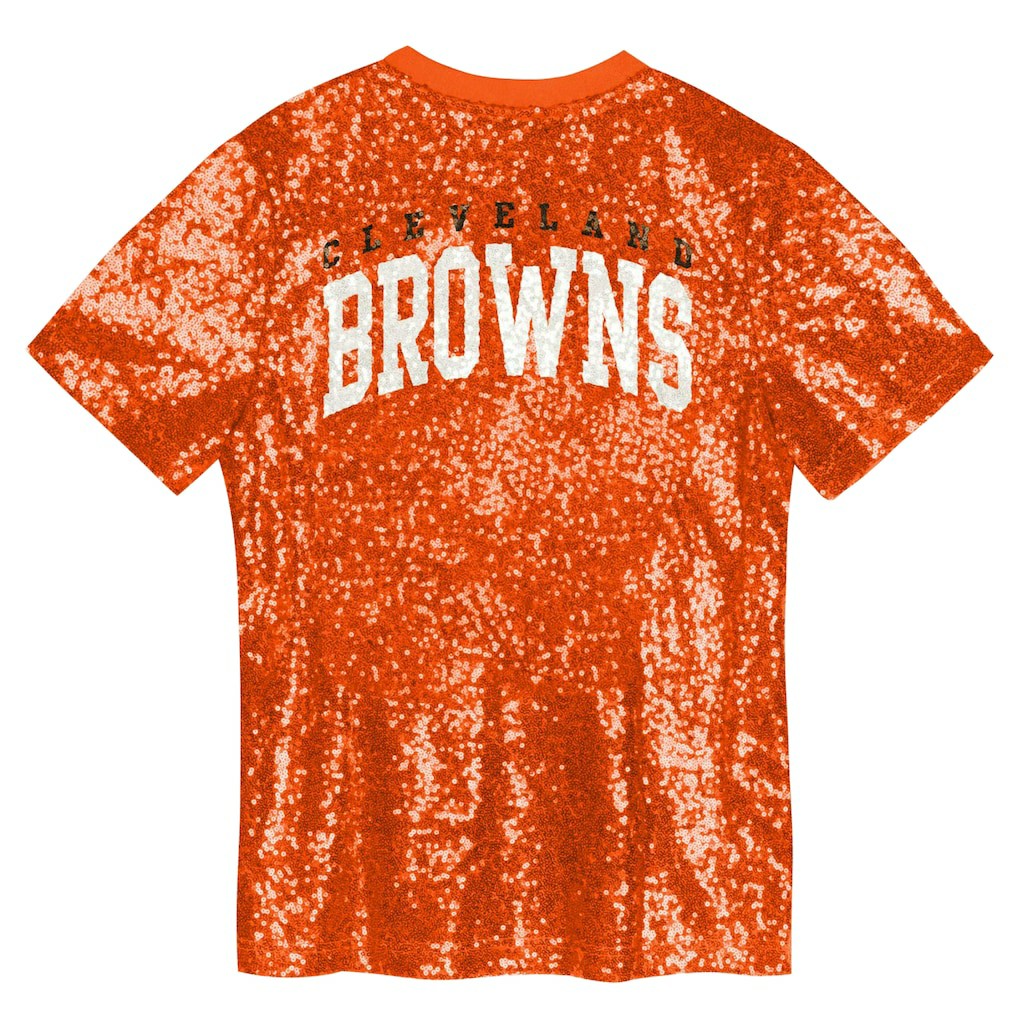 Girls Youth Wordmark Sequin V-Neck Top - Cleveland Browns