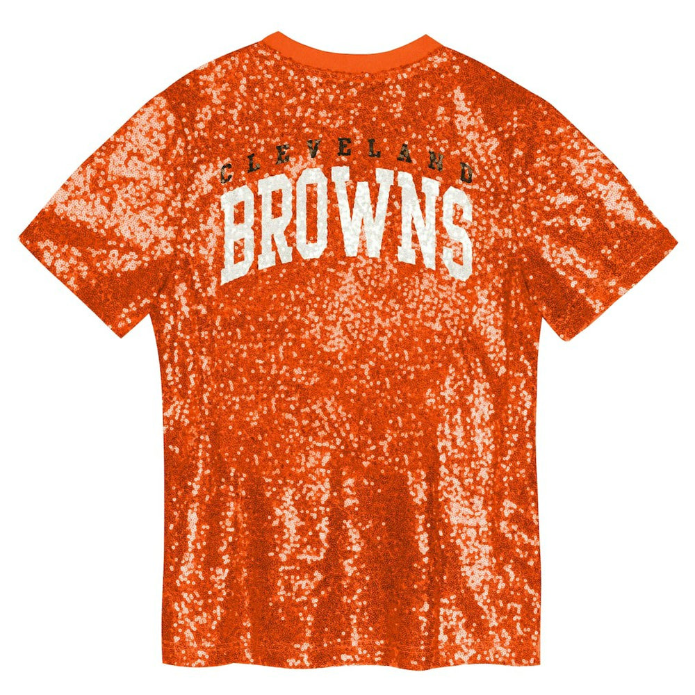 Girls Youth Wordmark Sequin V-Neck Top - Cleveland Browns