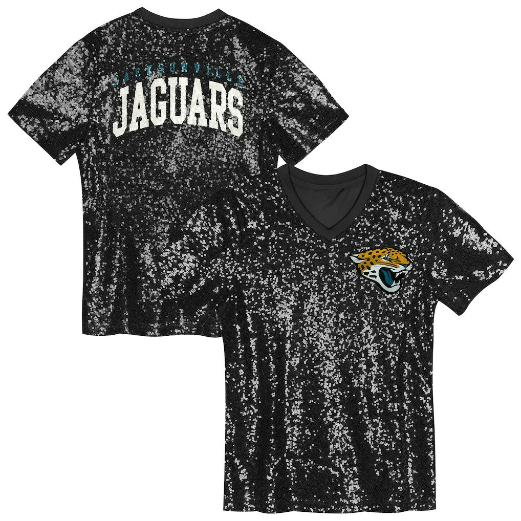 Girls Youth Wordmark Sequin V-Neck Top - Jacksonville Jaguars