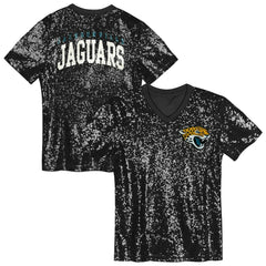 Girls Youth Wordmark Sequin V-Neck Top - Jacksonville Jaguars