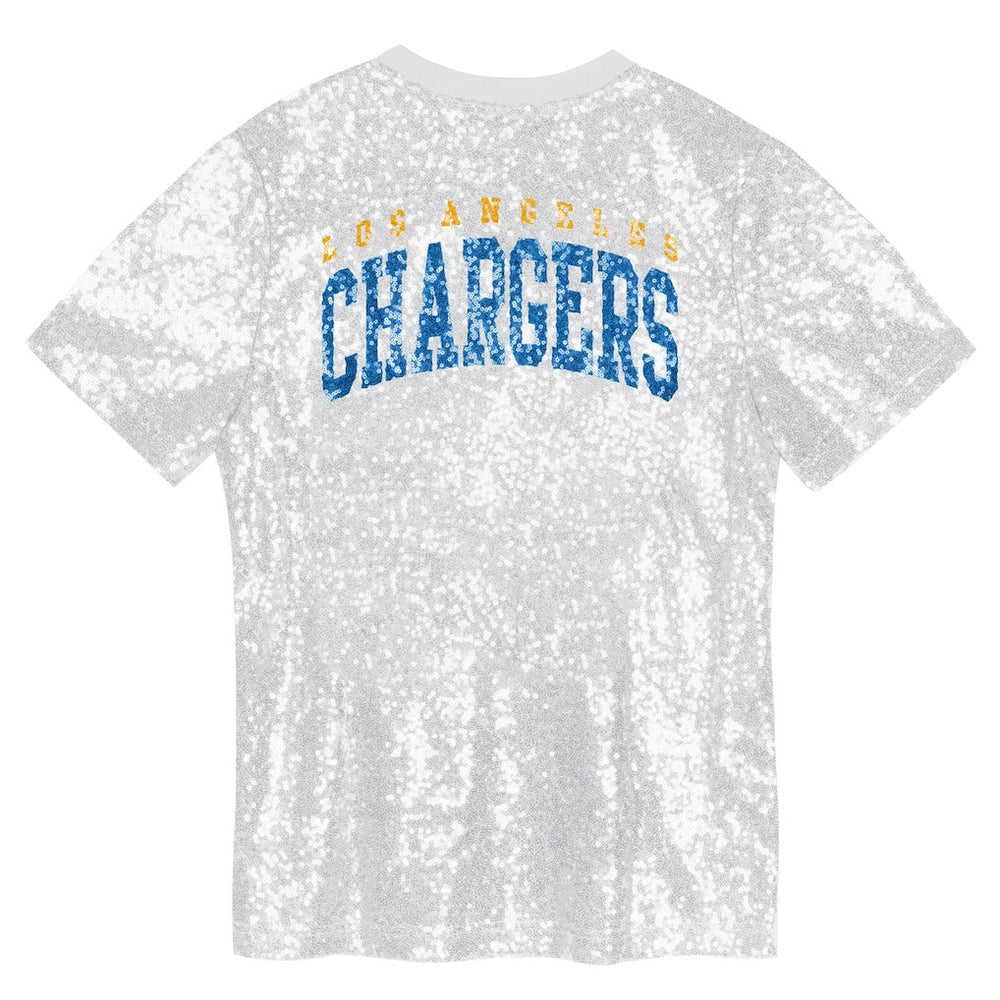 Girls Youth Wordmark Sequin V-Neck Top - Los Angeles Chargers