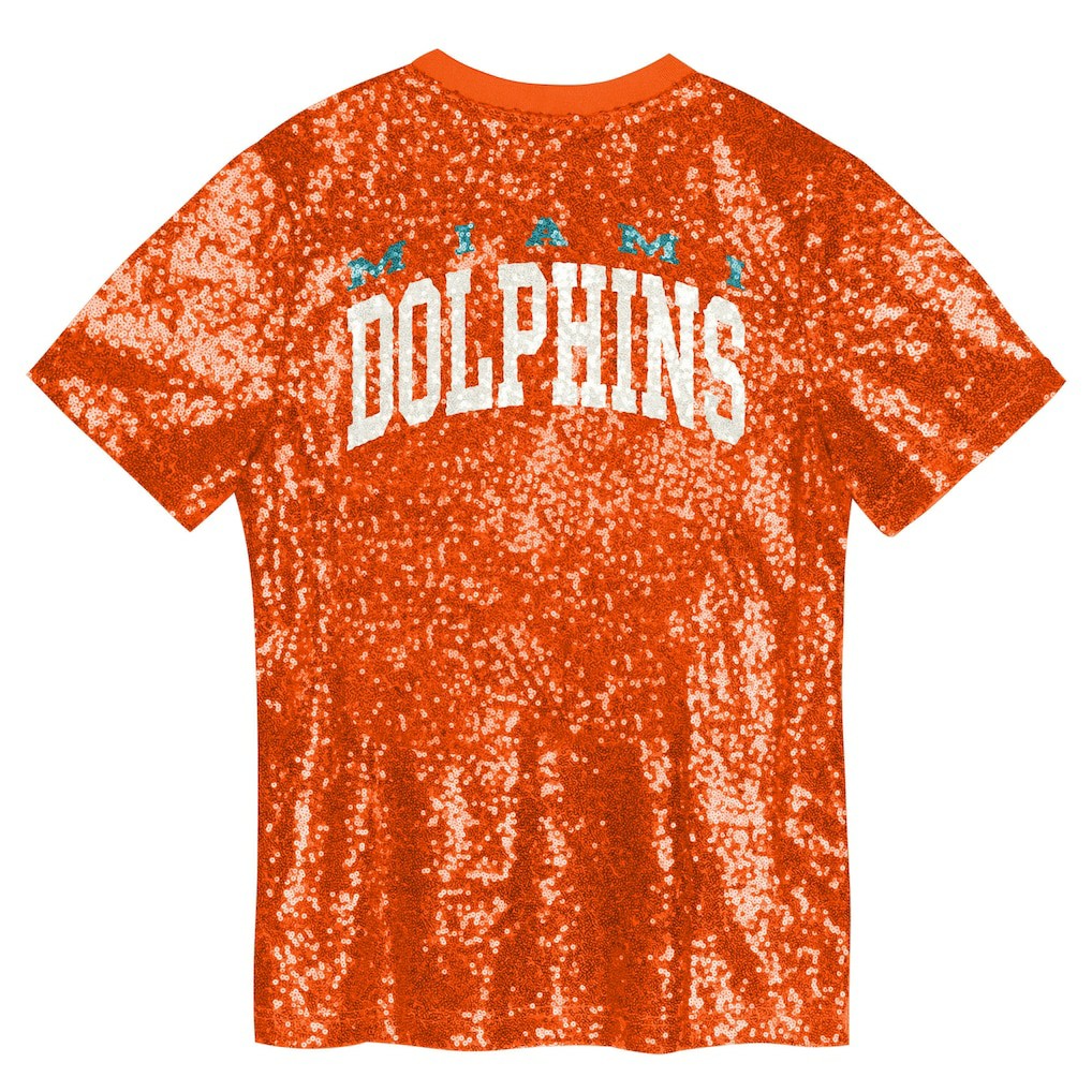 Girls Youth Wordmark Sequin V-Neck Top - Miami Dolphins