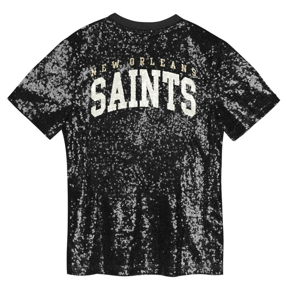 Girls Youth Wordmark Sequin V-Neck Top - New Orleans Saints