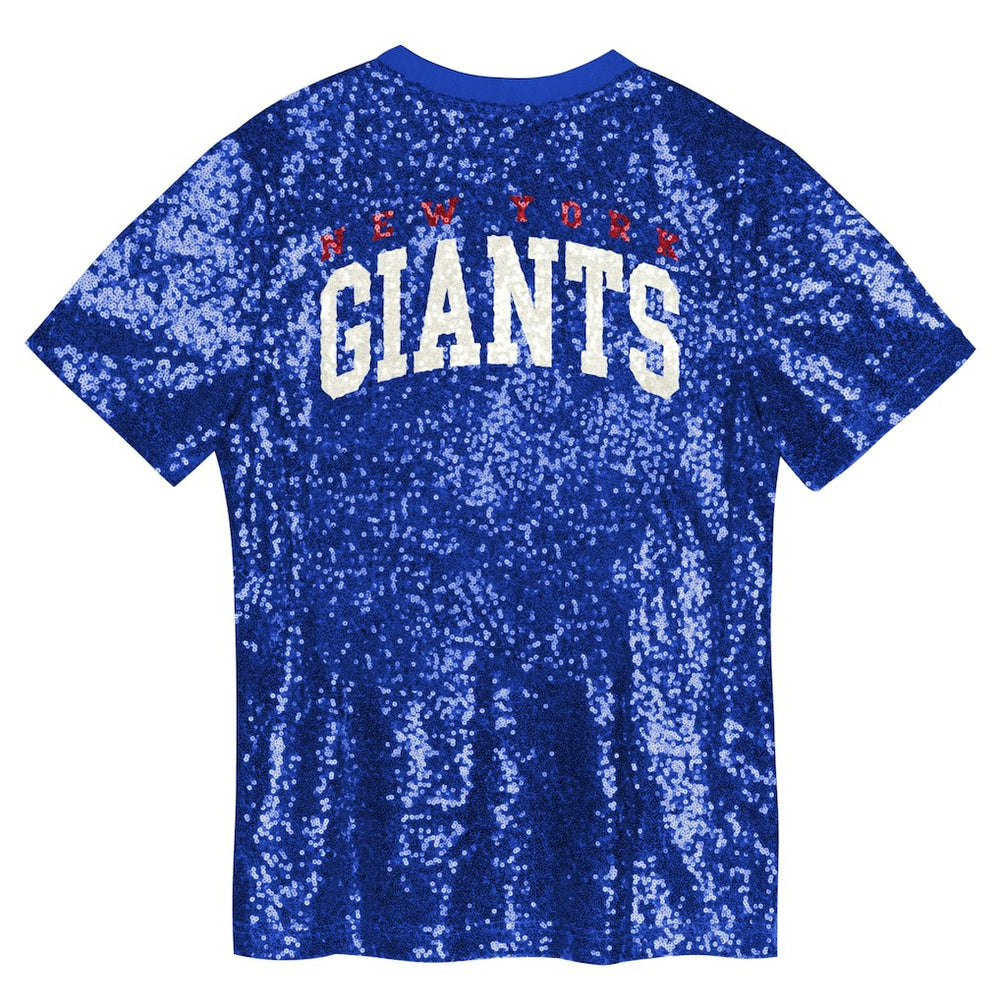 Girls Youth Wordmark Sequin V-Neck Top - New York Giants