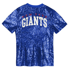 Girls Youth Wordmark Sequin V-Neck Top - New York Giants