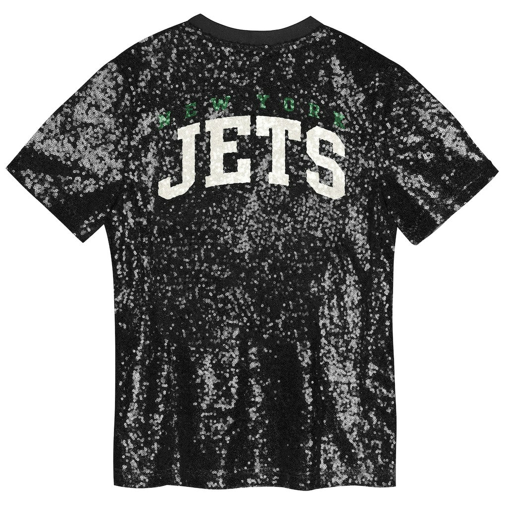 Girls Youth Wordmark Sequin V-Neck Top - New York Jets
