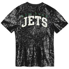 Girls Youth Wordmark Sequin V-Neck Top - New York Jets
