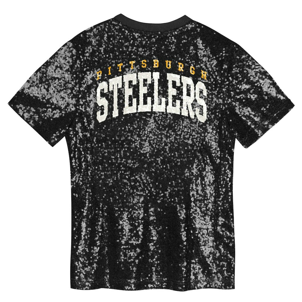 Girls Youth Wordmark Sequin V-Neck Top - Pittsburgh Steelers