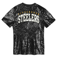 Girls Youth Wordmark Sequin V-Neck Top - Pittsburgh Steelers