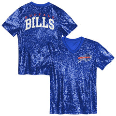 Girls Youth Wordmark Sequin V-Neck Top - Buffalo Bills