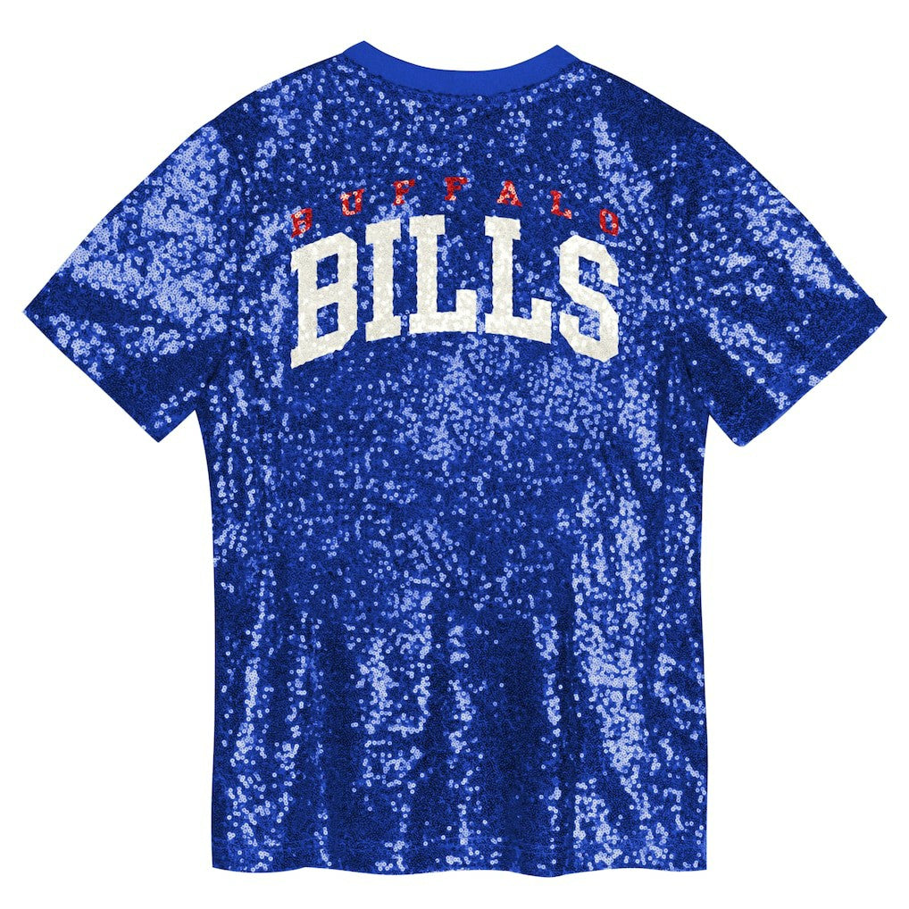 Girls Youth Wordmark Sequin V-Neck Top - Buffalo Bills