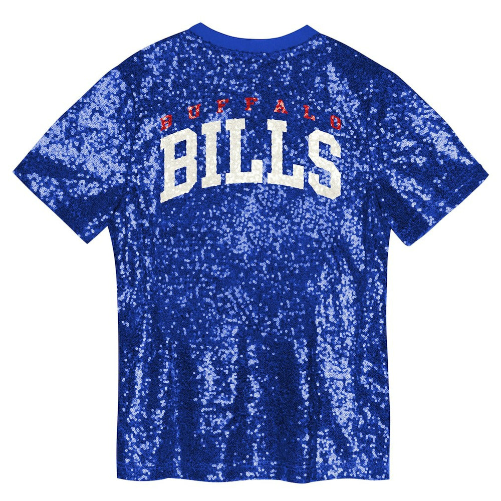 Girls Youth Wordmark Sequin V-Neck Top - Buffalo Bills