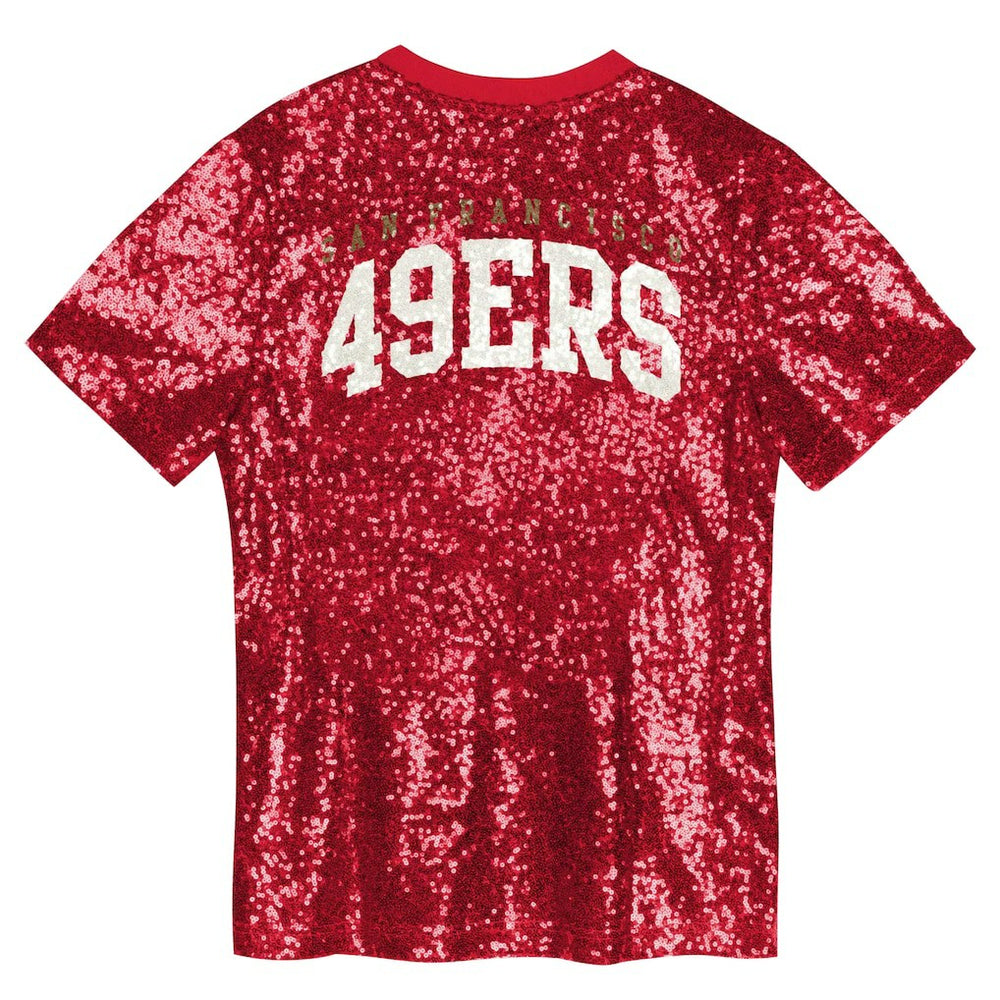 Girls Youth Wordmark Sequin V-Neck Top - San Francisco 49ers