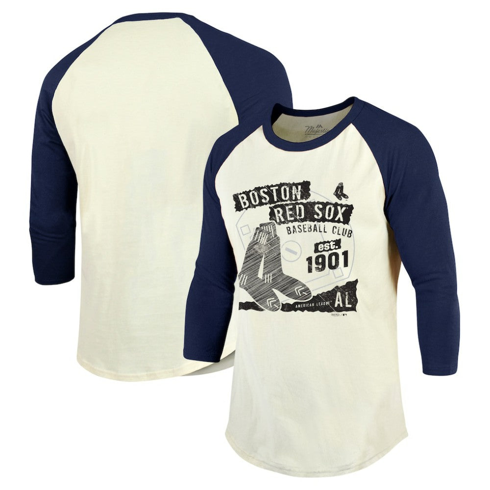 MLB Boston Red Sox Majestic Threads Raglan 3/4-Sleeve T-Shirt
