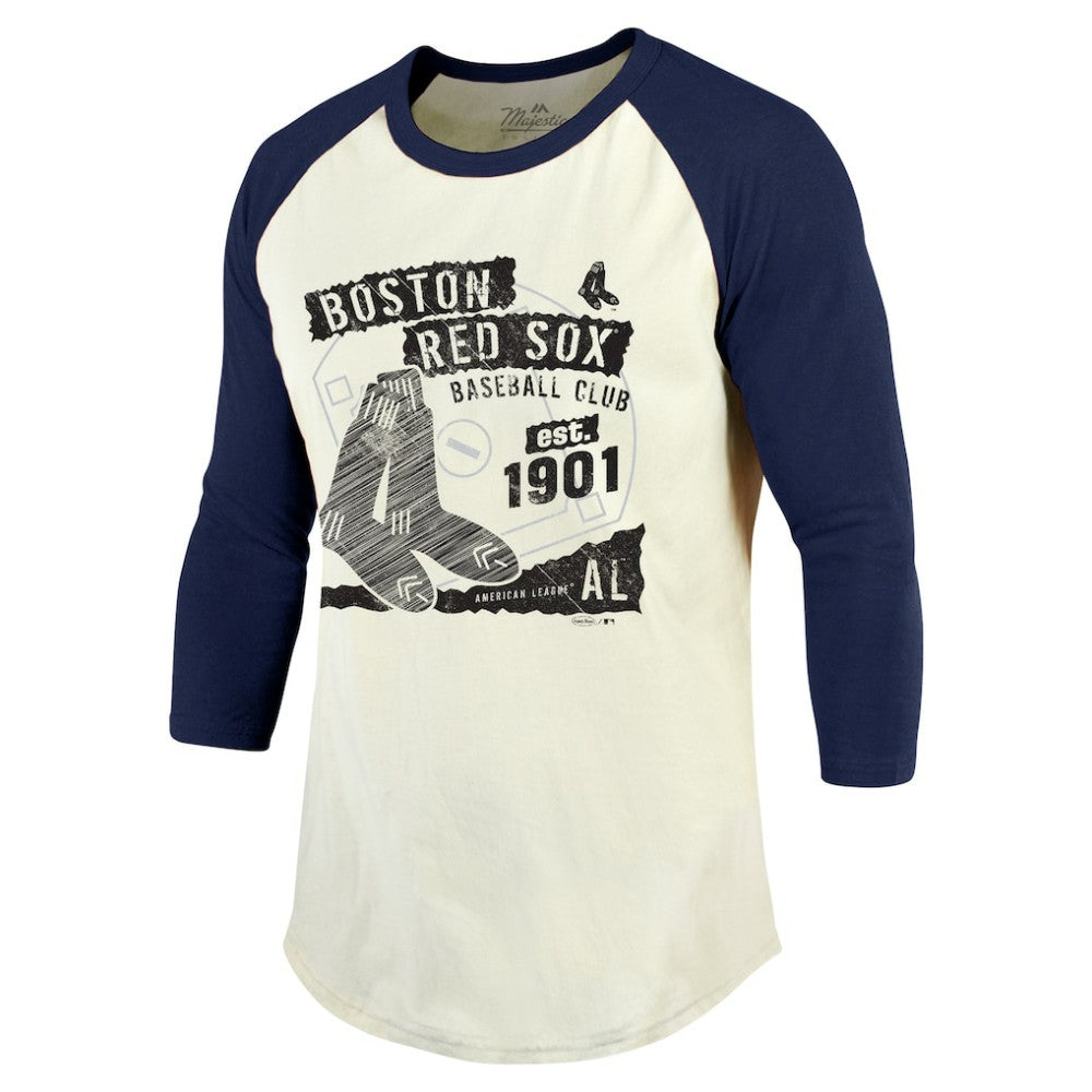 MLB Boston Red Sox Majestic Threads Raglan 3/4-Sleeve T-Shirt