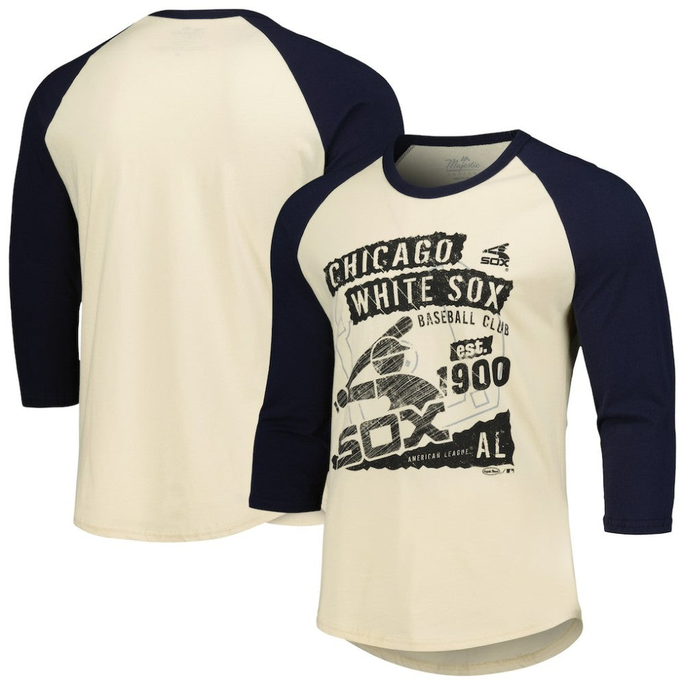MLB Chicago White Sox Majestic Threads Raglan 3/4-Sleeve T-Shirt
