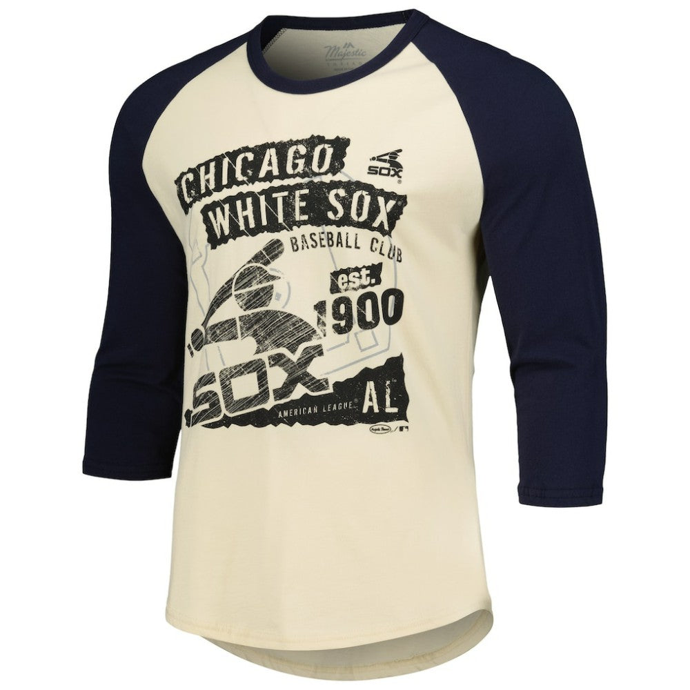 MLB Chicago White Sox Majestic Threads Raglan 3/4-Sleeve T-Shirt