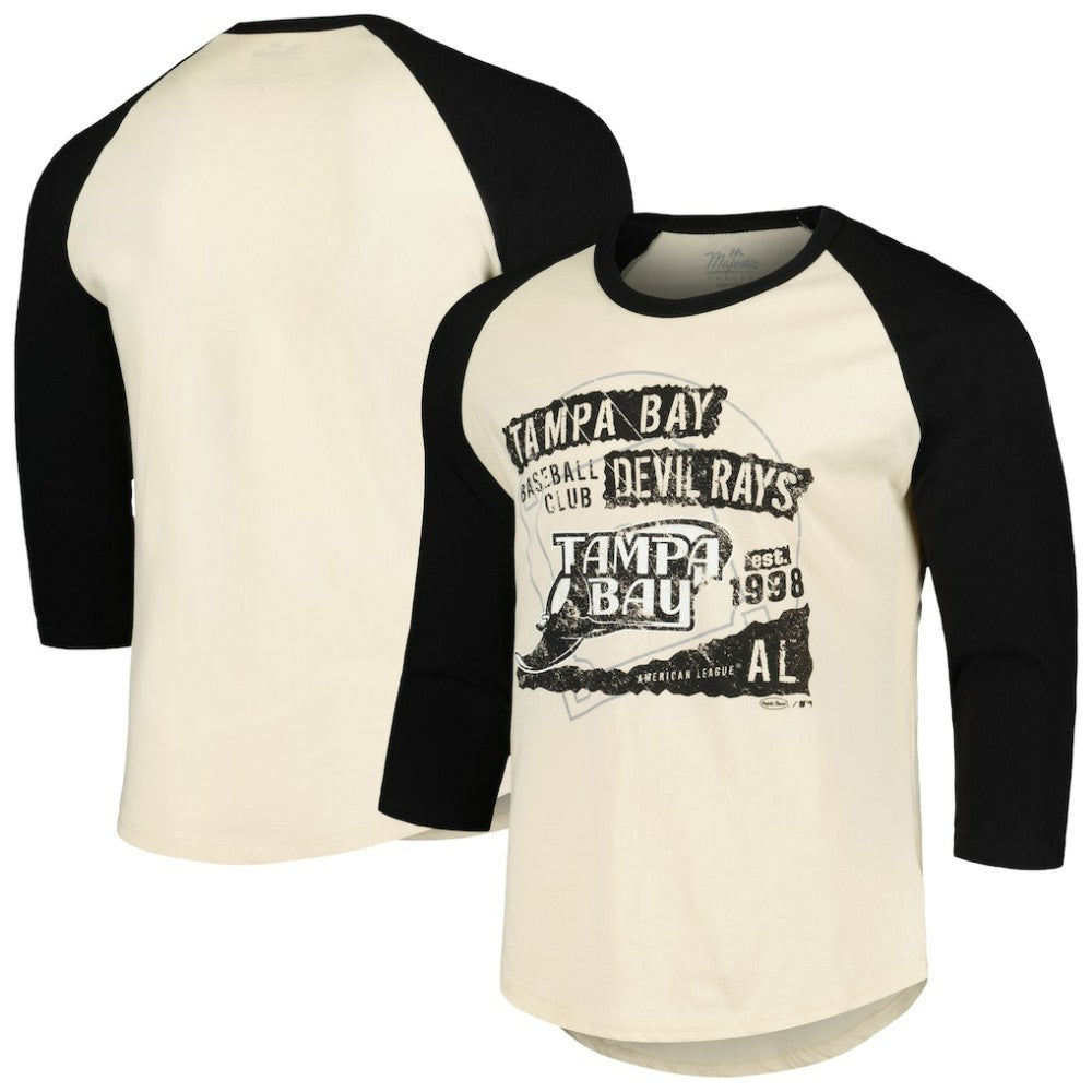 MLB Tampa Bay Rays Majestic Threads Raglan 3/4-Sleeve T-Shirt