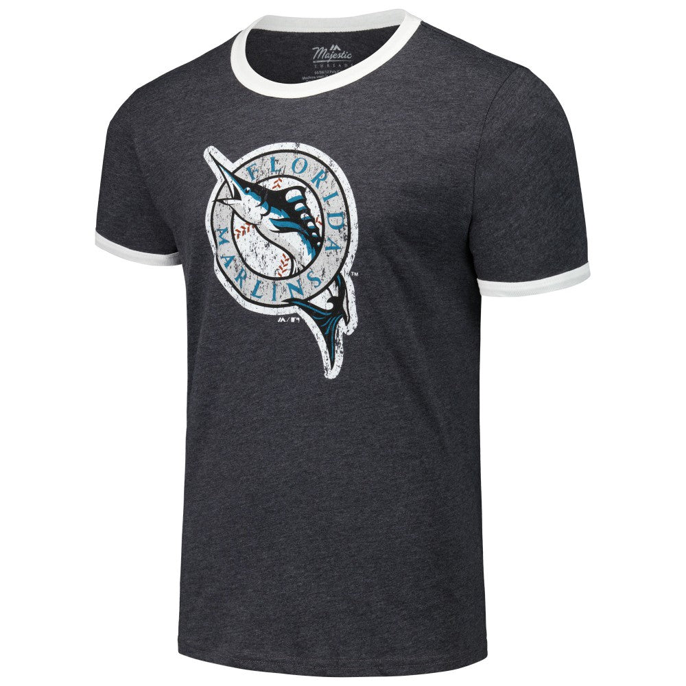 MLB Florida Marlins Majestic Threads Ringer Tri-Blend T-Shirt