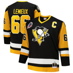 NHL Black Mario Lemieux Pittsburgh Penguins Mitchell & Ness Big & Tall 1991/92 Blue Line 2.0 Jersey