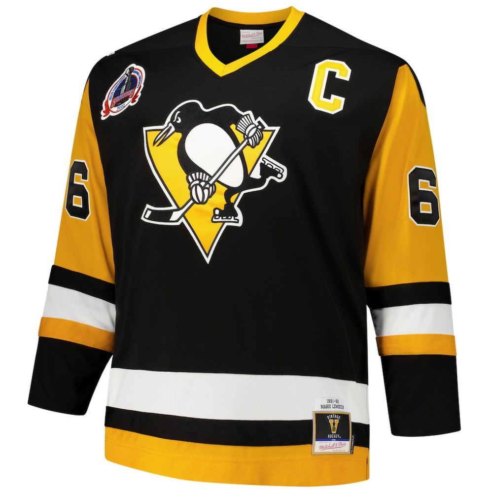 NHL Black Mario Lemieux Pittsburgh Penguins Mitchell & Ness Big & Tall 1991/92 Blue Line 2.0 Jersey