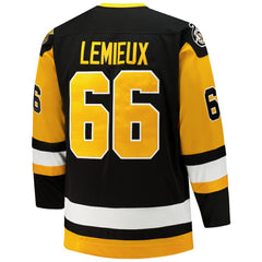 NHL Black Mario Lemieux Pittsburgh Penguins Mitchell & Ness Big & Tall 1991/92 Blue Line 2.0 Jersey
