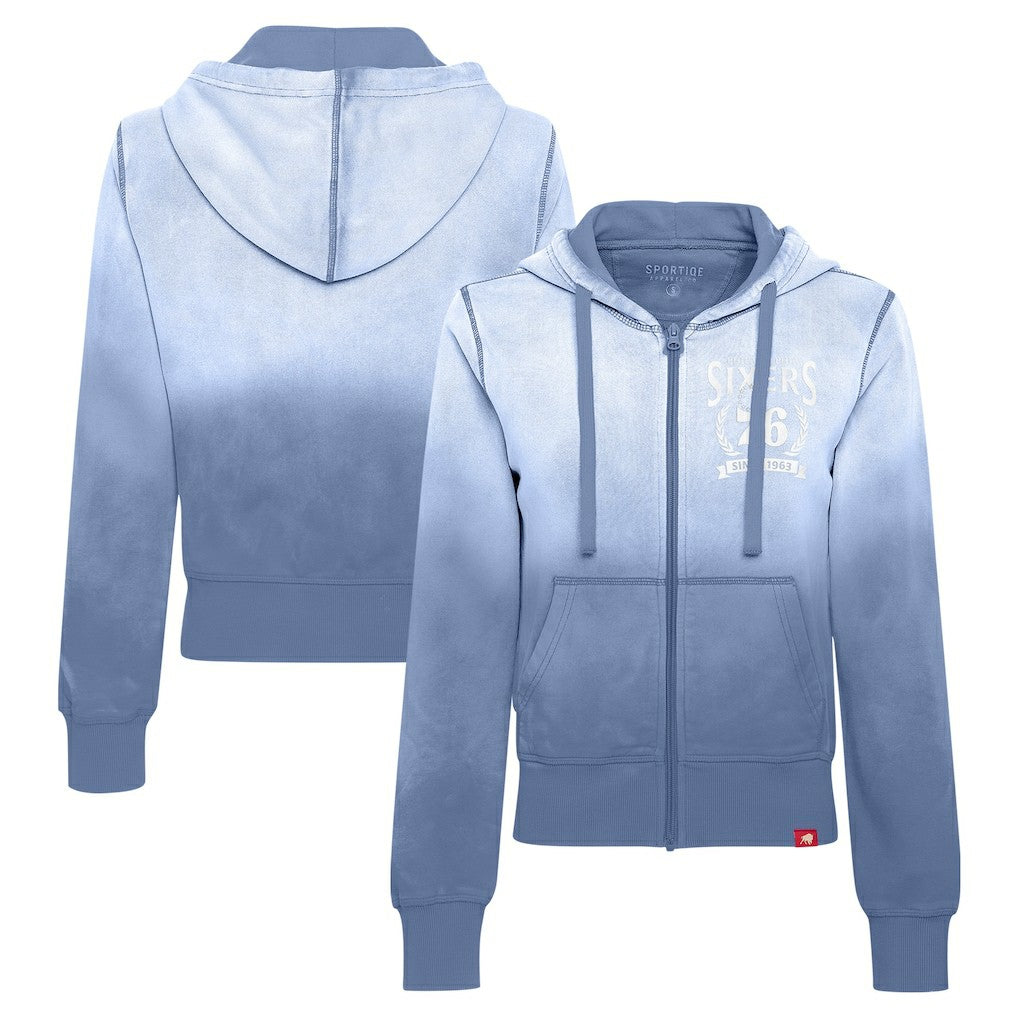 NBA Philadelphia 76ers Sportiqe Women's Carli Sun Fade Full-Zip Hoodie
