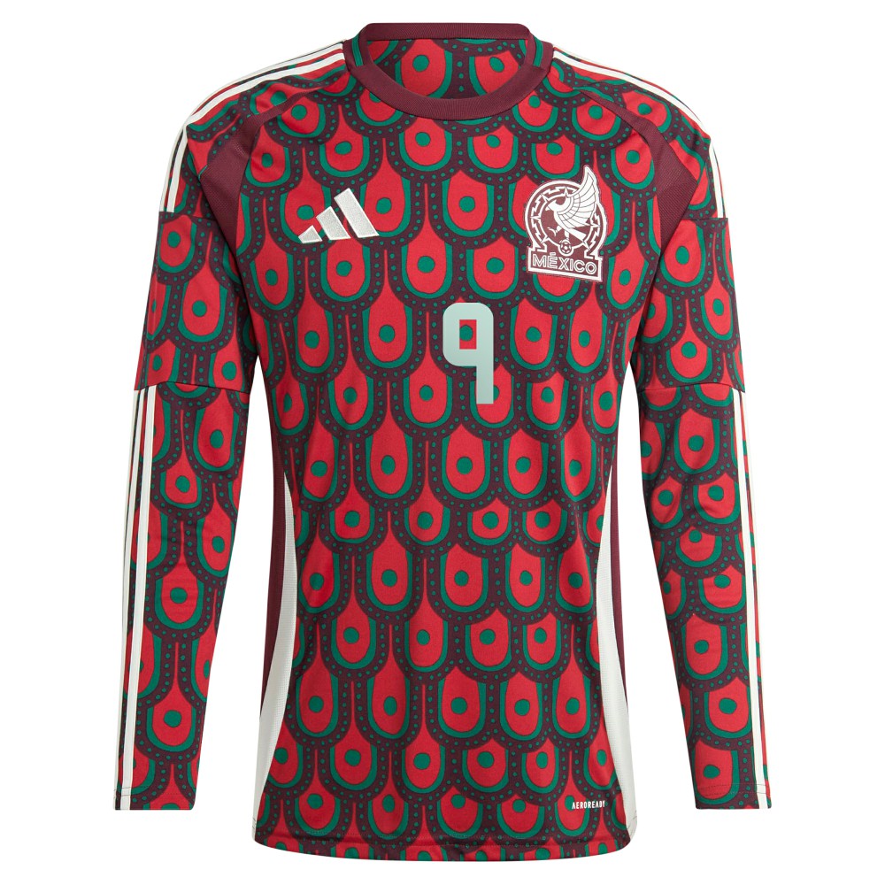 Raul Jimenez Mexico National Team 2024 Home Replica Player Long Sleeve Jersey - Adidas Burgundy