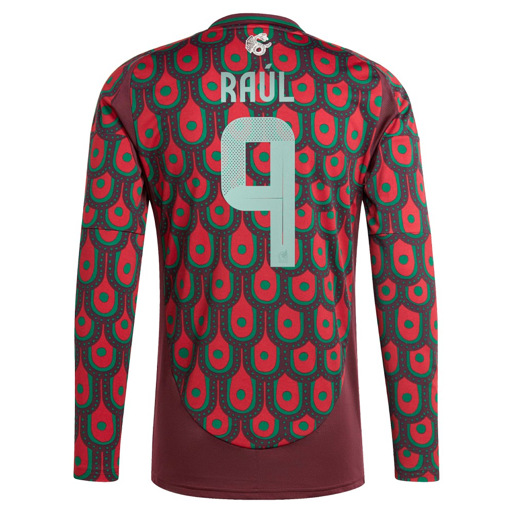 Raul Jimenez Mexico National Team 2024 Home Replica Player Long Sleeve Jersey - Adidas Burgundy