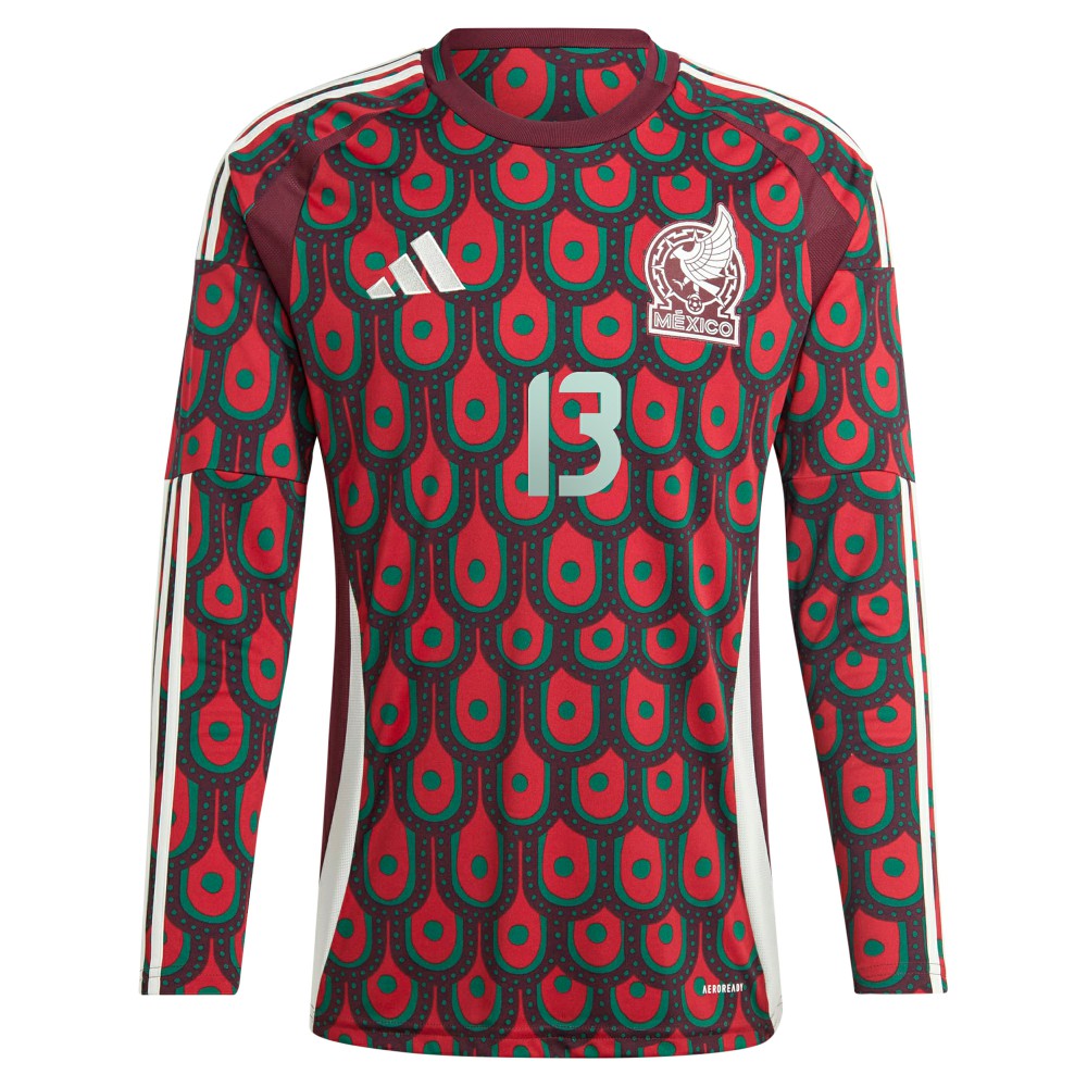 Guillermo Ochoa Mexico National Team 2024 Home Replica Player Long Sleeve Jersey - Adidas Burgundy