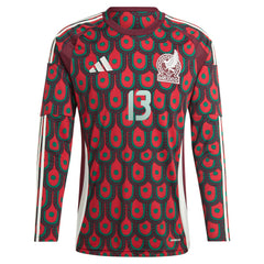 Guillermo Ochoa Mexico National Team 2024 Home Replica Player Long Sleeve Jersey - Adidas Burgundy