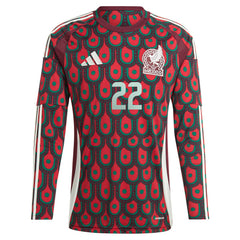 Hirving Lozano Mexico National Team 2024 Home Replica Player Long Sleeve Jersey - Adidas Burgundy