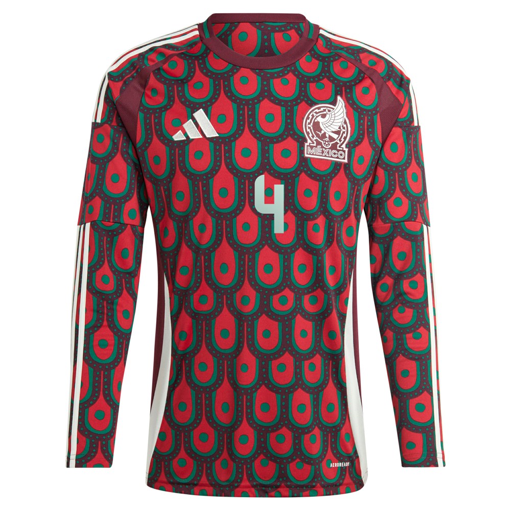 Edson Alvarez Mexico National Team 2024 Home Replica Player Long Sleeve Jersey - Adidas Burgundy