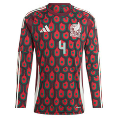 Edson Alvarez Mexico National Team 2024 Home Replica Player Long Sleeve Jersey - Adidas Burgundy