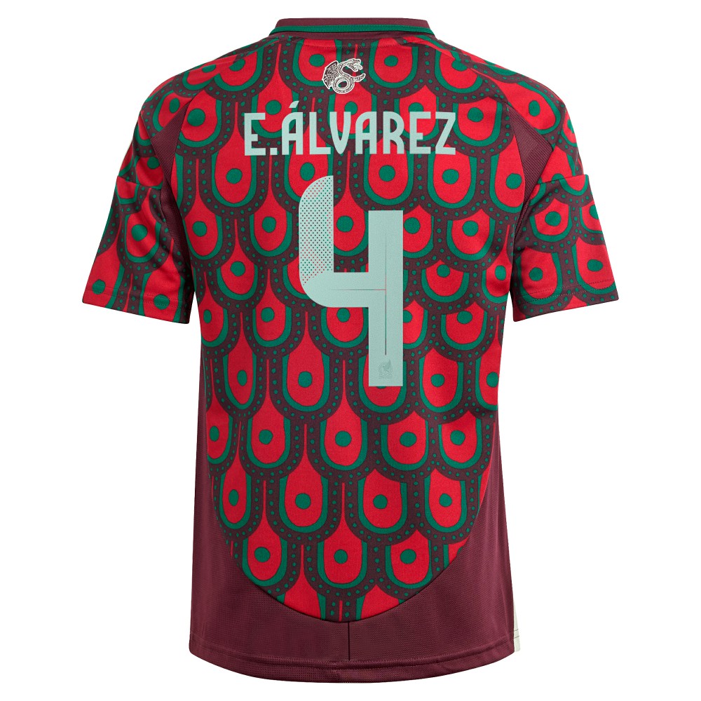 Edson Alvarez Mexico National Team Youth 2024 Home Replica Player Jersey - Adidas Burgundy