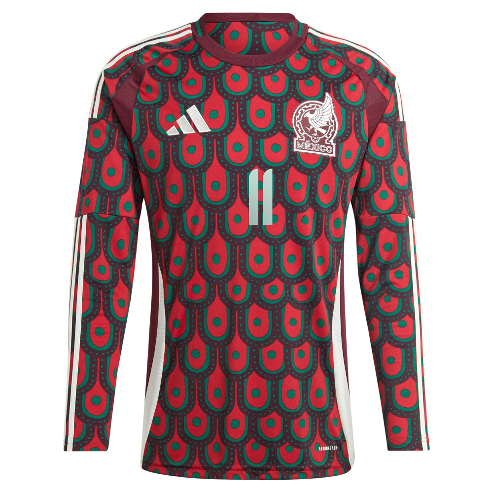 Santiago Giménez Mexico National Team 2024 Home Replica Player Long Sleeve Jersey - Adidas Burgundy