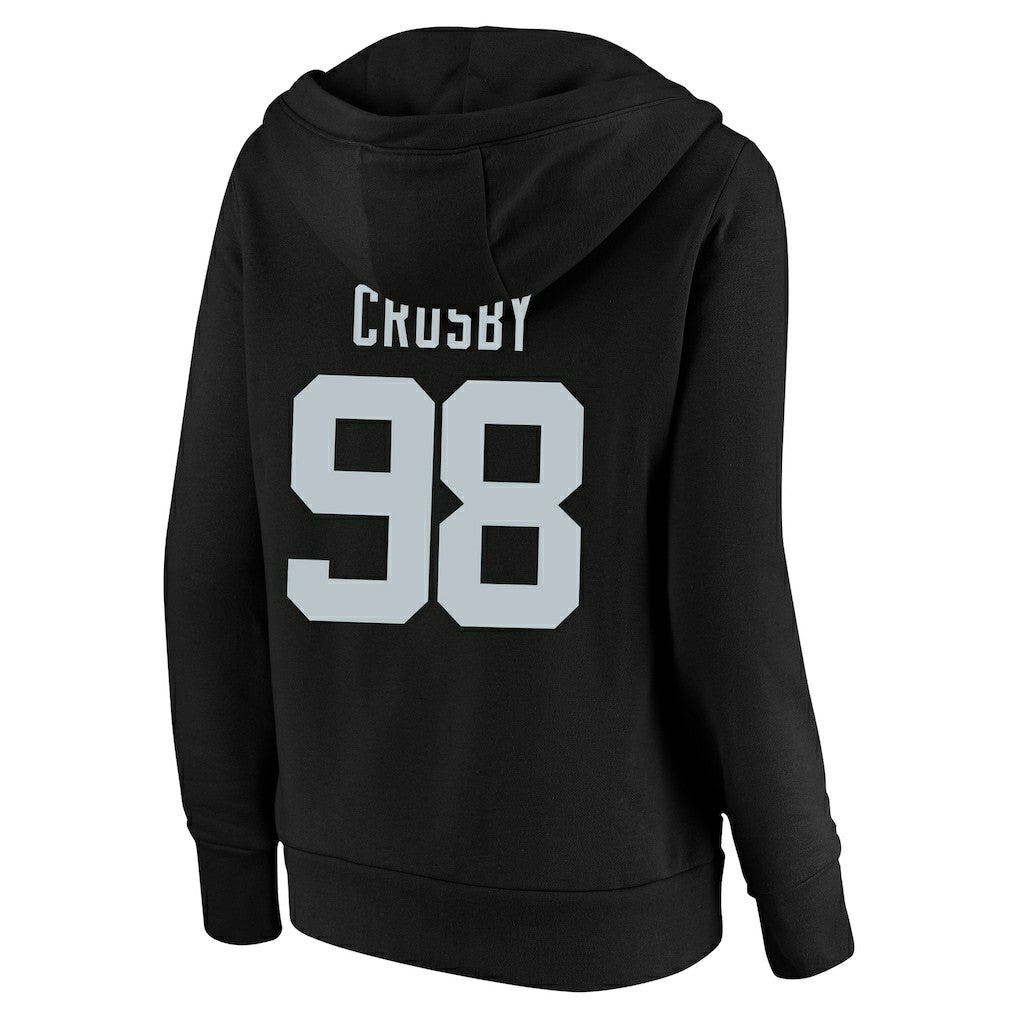 Maxx Crosby  Women's Plus Size Player Name & Number V-Neck Pullover Hoodie - Las Vegas Raiders
