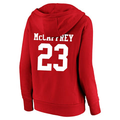 Christian McCaffrey  Women's Plus Size Player Name & Number V-Neck Pullover Hoodie - San Francisco 49ers