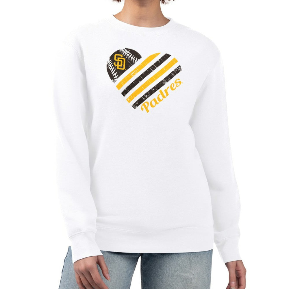 MLB San Diego Padres G-III 4Her by Carl Banks Women's Heart Logo Fleece Pullover Sweatshirt