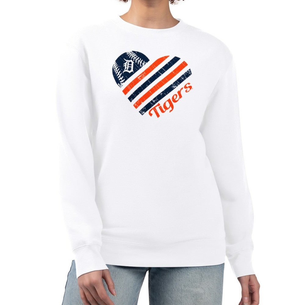 MLB Detroit Tigers G-III 4Her by Carl Banks Women's Heart Logo Fleece Pullover Sweatshirt